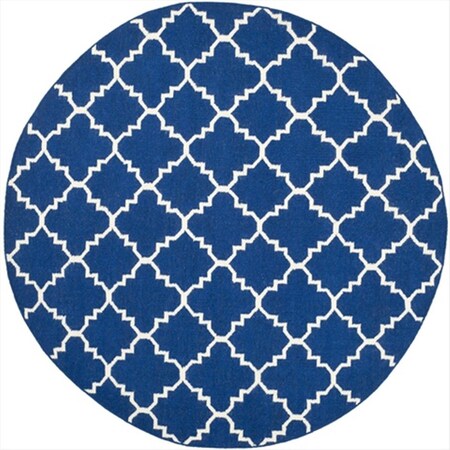 Safavieh 4 ft. x 4 ft. Round Contemporary Dhurries- Dark Blue- Hand Woven Rug DHU566A-4R